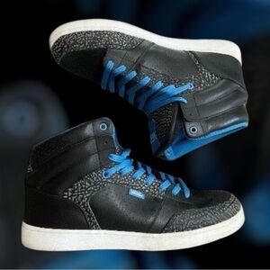 Vintage Y2K Vans Rowdy Chunky Tongue Leather Skate Sneakers Black/Blue Size 13